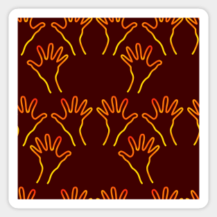 Cave Hands Anew Yellow-Red on Dark Red Sticker